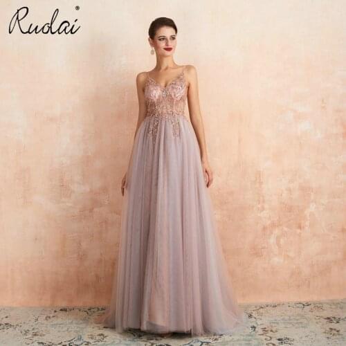 Luxury A-Line Evening Dresses Long 2019 Spaghetti Strap Split Front Formal Party Gown Prom Dress Evening Gowns robe de soiree