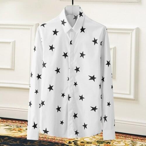 100% Pure Cotton Men Shirt 2019 Long sleeve Printed Chemise homme Brand business male dress Shirts Slim Casual Camisas masculina