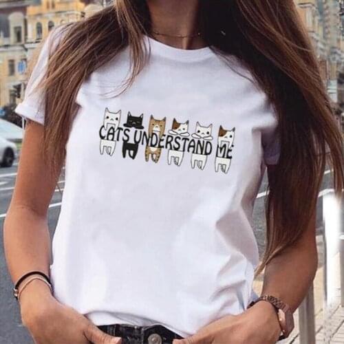 Harajuku Shirt Tee Shirt Femme Summer Short Sleeve Casual Tshirt Cats Understand Me Print Women Tshirt Fashion Camiseta Mujer