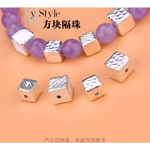 S925 pure silver DIY material accessories handmade Square Beads Rubiks Cube Beads self created Bracelet beads accessories