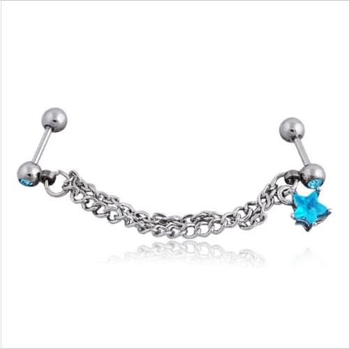 316L Surgical Steel Star Chain Earrings Earrings Piercing Body Piercing