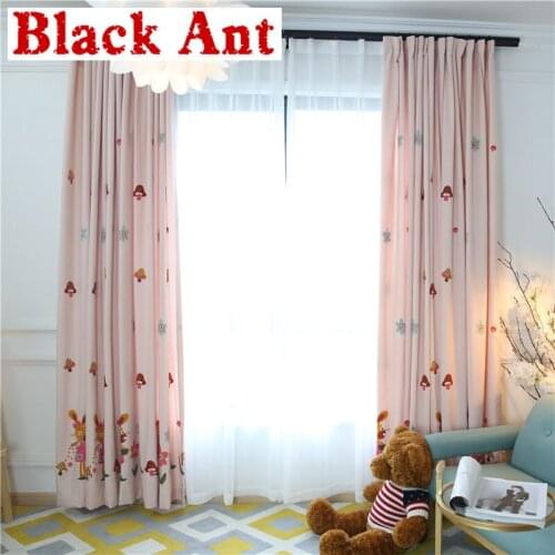 Cartoon Pink Rabbit Curtain For Princess Girls Room Bedroom Linen Curtain Living Room Cloth Drape Blinds X125#40