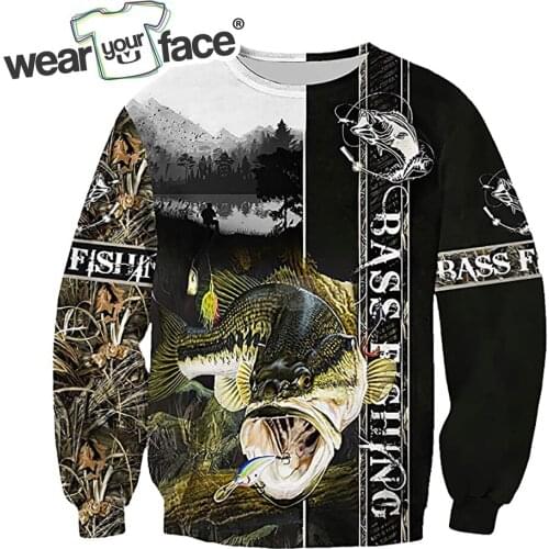 Bass Fishing Hunting 3D All Over Printed Sweatshirts Zipper Hoodies Tracksuits Casual Sports Streetwear Vocation Unisex Clothing
