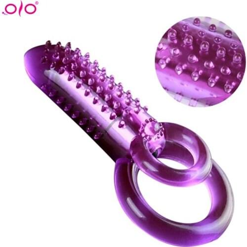 OLO Double Vibrating Cock Ring Vibrator Male Time Delay Dual Ring Penis Sex Toys For Men Prolonging Climax Erotic Sex Products