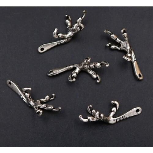 WKOUD 8pcs Silver Color 3D Raptor Paw Charm Hip Hop Necklace Bracelet DIY Metal Jewelry Alloy Pendant 38*12mm A1515