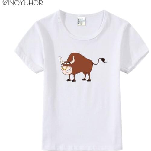 Boys Funny T-shirt Cartoon Cow Print T Shirts Kids Summer Short Sleeves Toddler Tops Cute Animal Girls Tee Shirt 2020 New