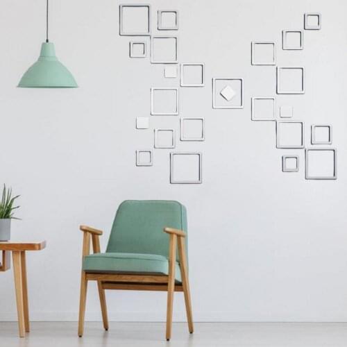 24pcs/Set Mirror Wall Stickers Geometric Pattern Self-Adhesive Acrylic Reflective Mirrors Wall Decal Art Removable Home Decor