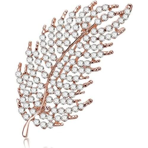 Charm Austrian Crystal Leaf Brooches For Women Clothing Scarf Jewelry Accessory Hot Quality Full Rhinestone Broches Bijoux 7127