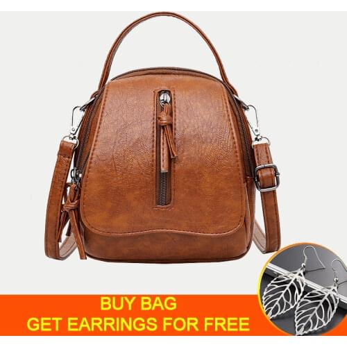 Vintage Bucket Shoulder Bags Crossbody Female PU Leather Solid Color Small Handbag Purse for Women Phone Pocket Messenger Bag