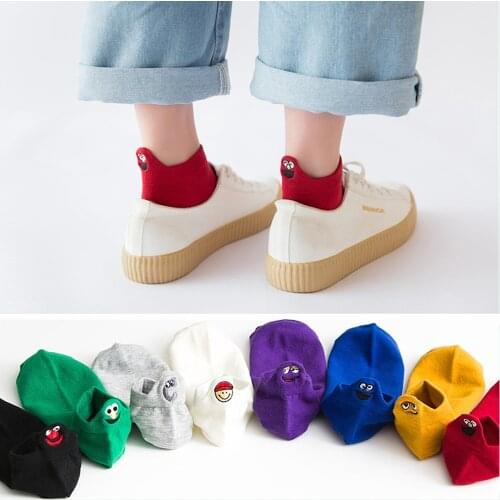 2019 Fashion Harajuku Women Cute Sesame Street Anime Socks Fun Cartoon Pattern Summer Ankle Socks Casual Happy Lady Socks