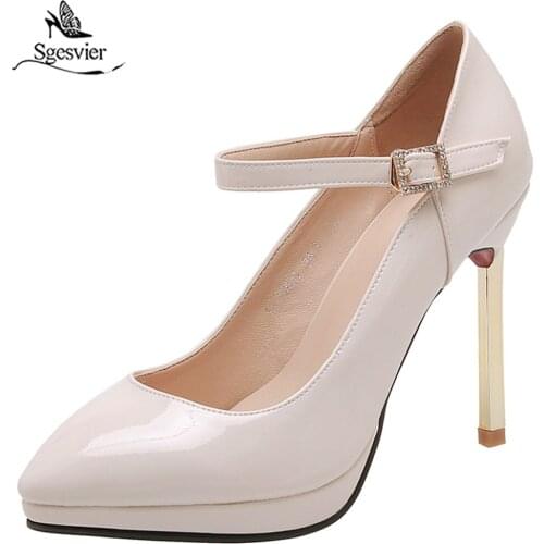 Sgesvier big size 32-43 fashion autumn new shoes woman pointed toe shallow thin high heels shoes prom wedding shoes woman G624