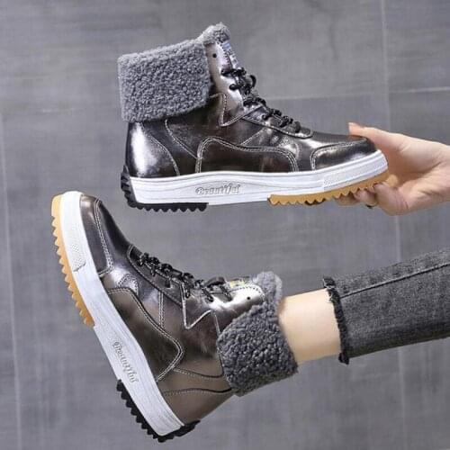 Women winter shoes soft leathe velvet padded short botines boots sneakers bota de neve femenina платформа ботинки C760