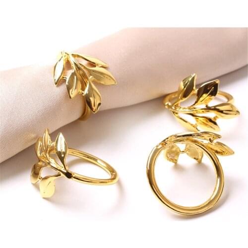 1 Pcs Fall Leaves Napkin Rings Christening Bangle Metal Napkin Holder Wedding Gifts Baptismal Shower Party Table Decor silver