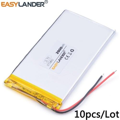 10pcs /Lot 2900mAh 575492 lithium Li ion polymer rechargeable battery for POWER BANK tablet pc dvr GPS cell phone MP4 SPEAKER