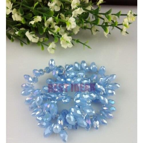 100pcs 6*12mm Light Blue Glass AB Quartz Faceted Crystal Glass Teardrop Beads Briolette Jewelry Loose Beads DIY