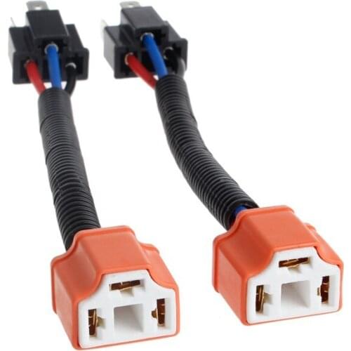 2Pcs H4 9003 Ceramic Wire Harness Plug Cable Headlights Connector Extension New Drop shipping