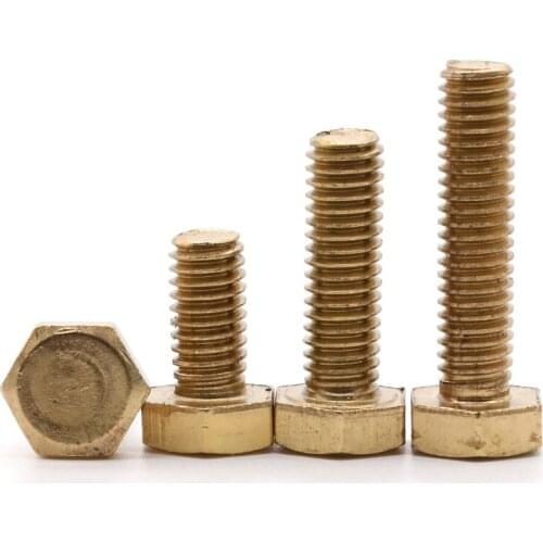 2pcs M8M10M12 copper screw copper outer hexagon bolt brass outer hexagon screw copper material outer hexagon