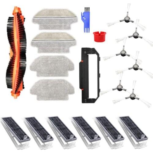 20pcs/set Side Brush Filter for Viomi V2 Pro V-RVCLM21B Main Brush Mop Cloths Rag for Mijia STYJ02YM Vacuum Cleaner Accessories