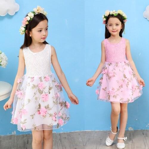 2020 girls brand Princess party Dress fashion Knitted Elastic chiffon Cotton Lace Jacobs Flower toddler floral kids clothing