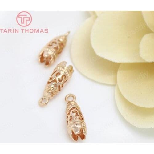 4PCS 19x7MM 24K Champagne Gold Color Plated Brass Long Bell Charms Pendants High Quality Diy Jewelry Accessories