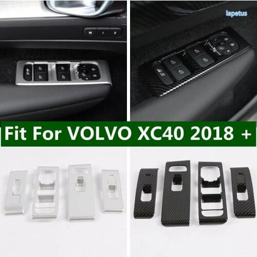 Accessories For VOLVO XC40 2018 - 2021 Inside Door Armrest Window Rise Lift Down Control Switch Cover Trim Matte / Carbon Fiber