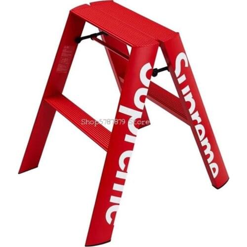 Photo small stepladder household folding multifunctional three-step stepladder