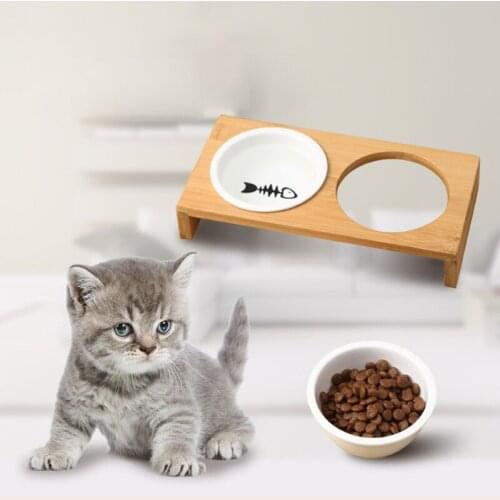 Double Single Dog Bowls for Pet Puppy Stainless Steel Bamboo Rack Food Water Bowl Feeder Pet Cats Feeding Dishes Dogs Drink Bowl