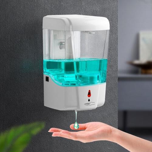 700ml Soap Dispenser Wall-Mounted Touchless Hands-Free Automatic Liquid Soap Washer Bottle Pump for Home Office School Bathroom