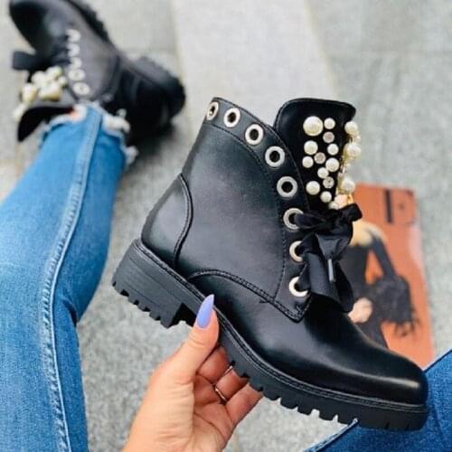 2021 new womens short boots, chunky low heels, womens short boots, shiny beads, warm shoes