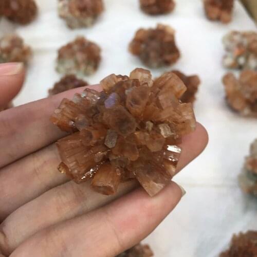 Natural Beautiful Flowery Orange Aragonite Crystal Cluster Mineral Specimen