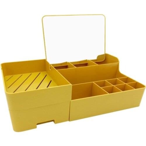 Makeup Organizer with Mirror for Cosmetic Capacity Storage Box Desktop Sundry Multilayer Drawer Container