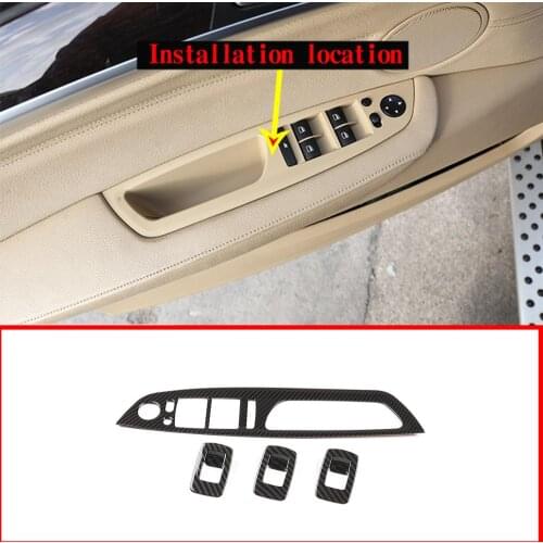 Carbon Fiber Style ABS Chrome Window Lift Button Frame Trim For BMW X5 X6 E70 E71 2008-2013 Left Hand Drive Accessories