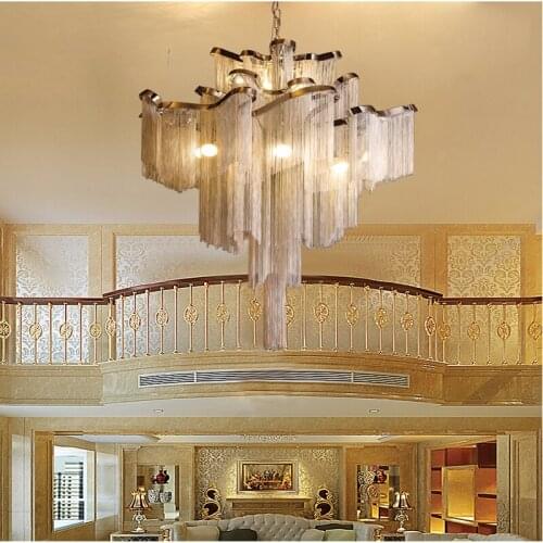 Postmodern Tassel Pendant Light Duplex Apartment Led Pendant Light Nordic Villa Living Room Staircase Luxury Lighting Fixture