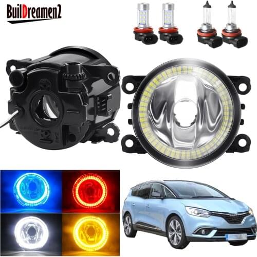 Angel Eye Fog Light Assembly For Renault Grand Scenic 2004-2015 Car Front Bumper Fog Light Halo Ring DRL H11 12V Accessories