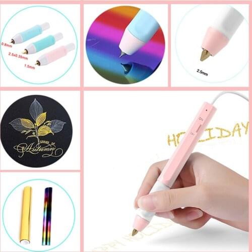 Different Nib USB Heat Active Foil Pen Lettering With Gold Heat-activated Foil DIY Calligraphy Personal Customize Pink Blue New
