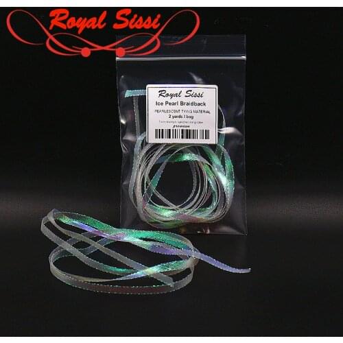 Royal Sissi 2yards ice pearl braidback 5mm flat diamond braid lace sparkle shrimp backs pearlescent braided fly tying material