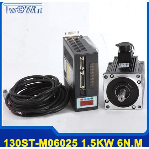 1.5KW 130ST-M06025 AC servo motor 6N.M 1500W + driver with 3 Meter Cable Complete servo system