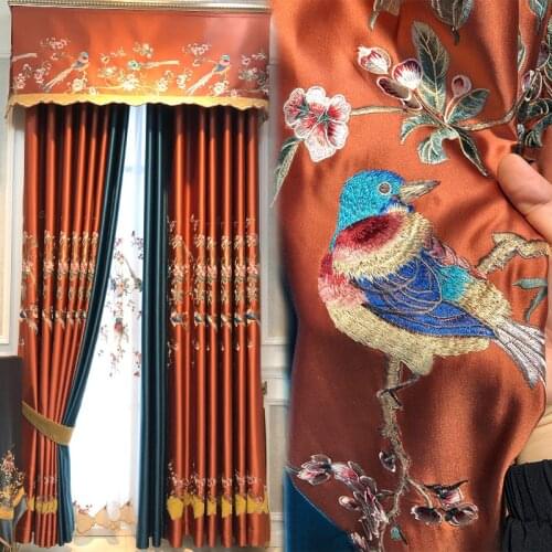 New Chinese Style Luxury Jacquard Cotton Linen Blackout Curtains for Living Room Bedroom Study Customized Finished Product