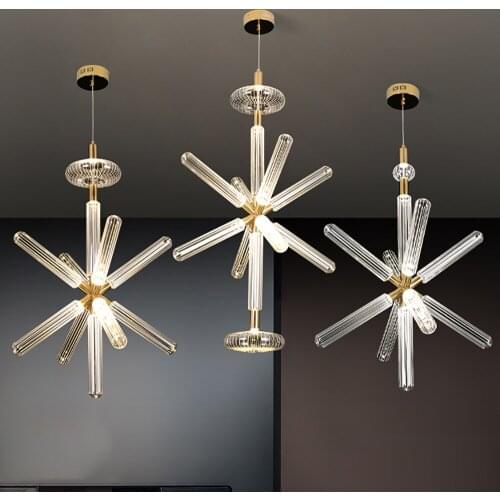 Modern Luxury LED Pendant Lights Snowflake Glass Lamps Designer Decoration Restaurant Bar Stair Lighting AC110-240V