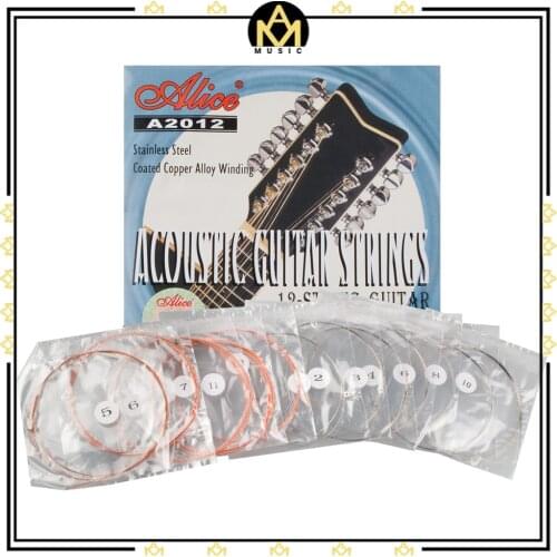 1 Set Alice A2012 12 Strings Acoustic Guitar Strings 010-026 Stainless Steel Core Coated Copper Alloy Wound Strings