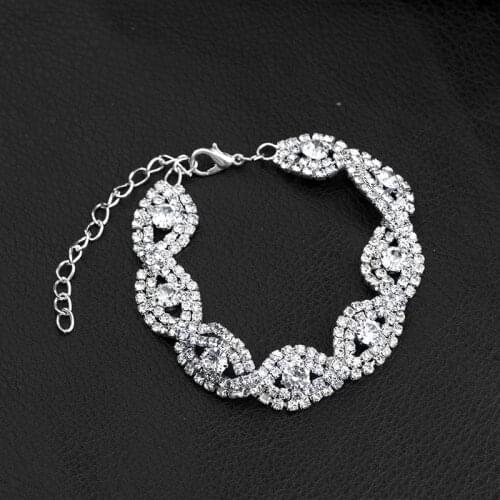 Bridal Bracelets Fashion Crystal Link Chain Bracelet & Bangles For Women Wristband Pulseira Femme Wedding Jewelry Accesories