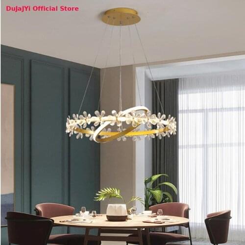 Light luxury crystal flower LED chandelier lighting Nordic living room interior lamps for bedroom, study, dining room chandelier