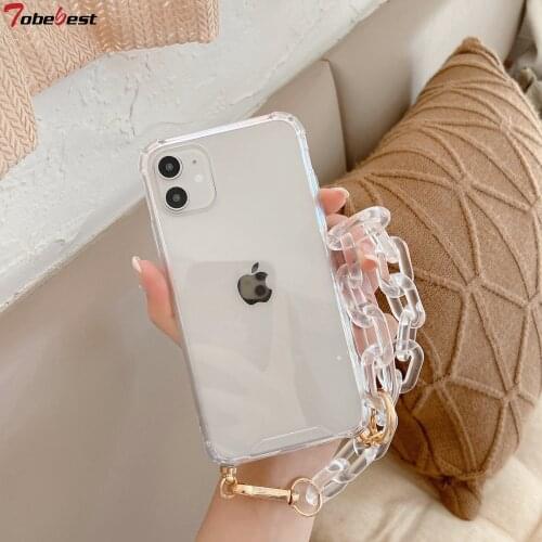 Tobebest Clear Chain Bracelet Phone Cases for iphone 11 pro max X XS XR 7 8 Plus SE 2020 Transparent Back Cover
