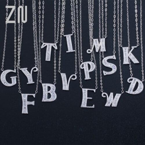 ZN Name Initials Couples Necklace High Quality Cubic Zirconia Crystal 26 Letter Pendant Necklaces for Women Fashion Jewelry Gift