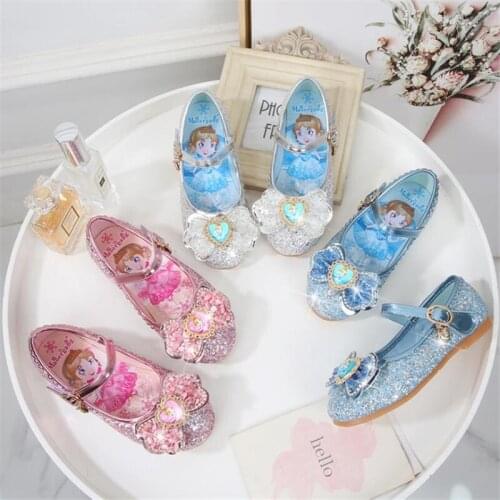 Princess girls shoes 2021spring girl Disney princess shoes childrens shoes little girl show crystal shoes cuhk childrens shoes