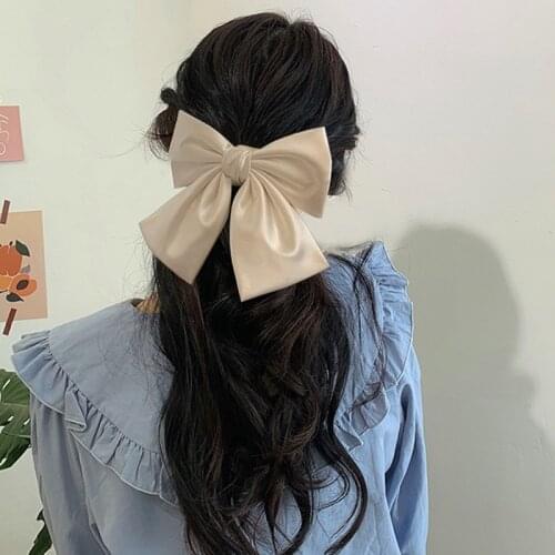 Fashion Chiffon Big Bow Hairpin Cute Red Barrette Pink Hair Clip Women Duck clip Hairgrip Korean Oversize Floral Hair Accessorie