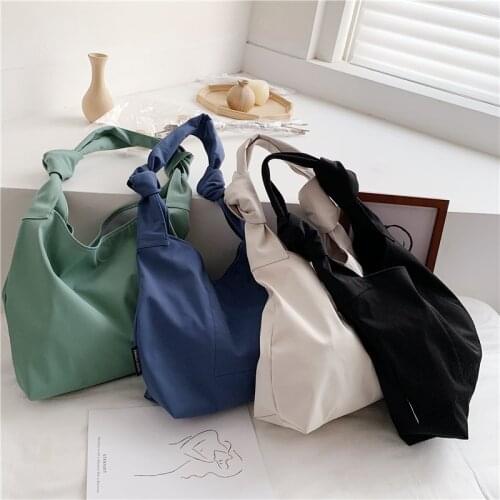 Women Nylon bag 2020 new Korean Bucket Lady Solid Zipper Soft handbag shoulder bag simple high-capacity bag ladylike