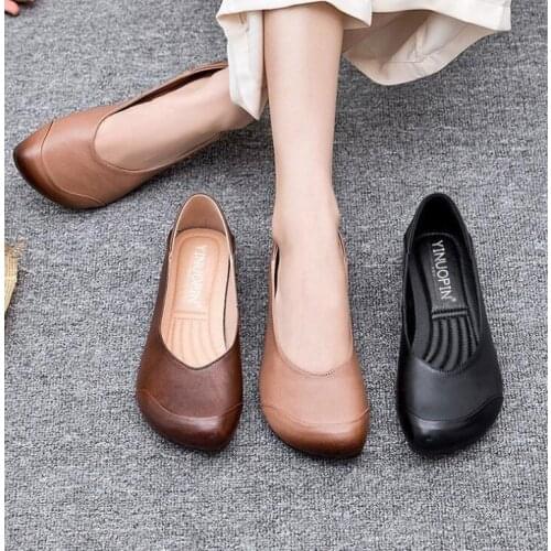 2021 Spring Autumn Women Slip on Shoes Black Loafers Comfort Flats Grandmother Shoes Brown Sneaker Plus Size 43 Zapatos Mujer