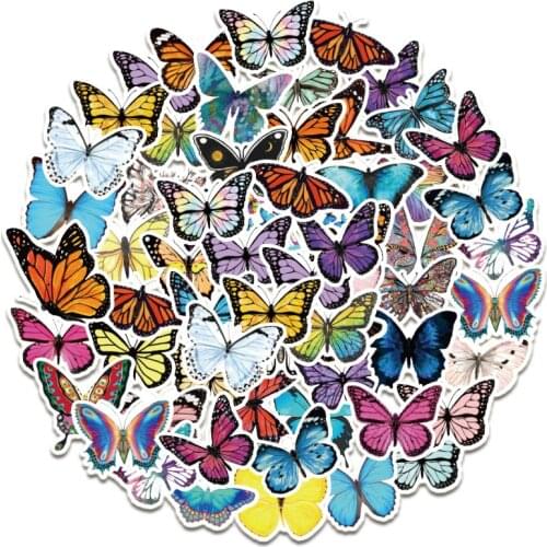 10/30/50 PCS Color Butterfly Doodle Graffiti Cartoon Sticker For Luggage Laptop Cup Guitar Waterproof Sticker Custom Wholesale