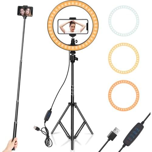 10 Inch selfie light photography lighting with Tripod Stand Phone Holder LED Ring light for YouTube Video, Desktop Camera Makeup